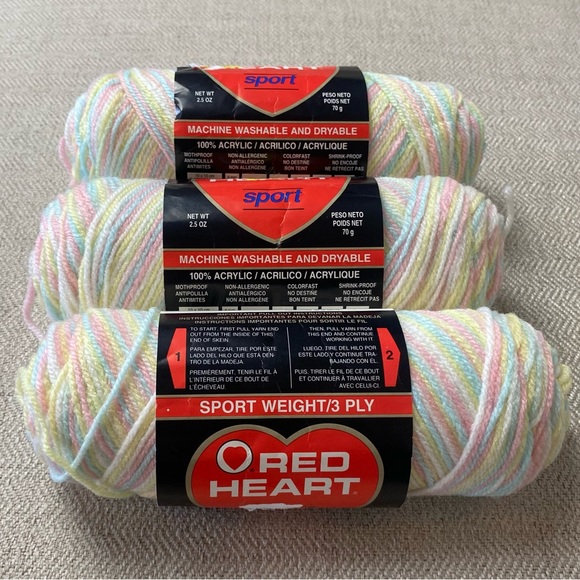 Red Heart Other - RED HEART•Sport Yarn•bundle of 3 Vintage
